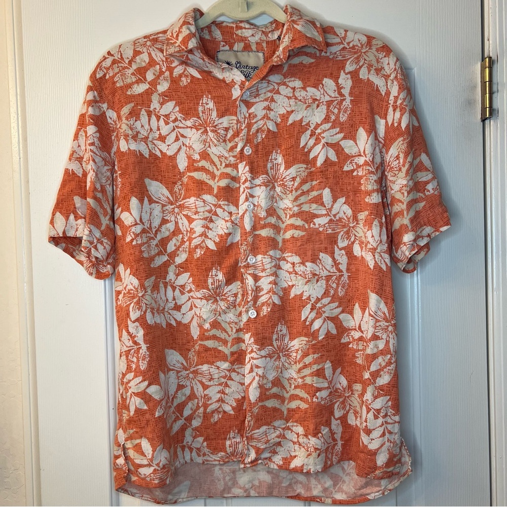 Orange Floral silk blend shirt by‎ Vintage Silk